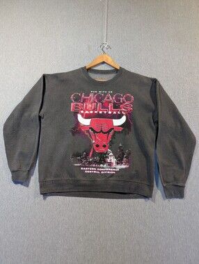 Chicago Bulls Basketball Run With Us  Sweatshirt Medium Grey Man